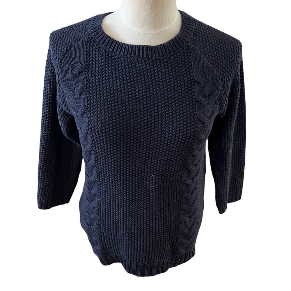 Cynthia Rowley Cable Knit Sweater Navy Blue